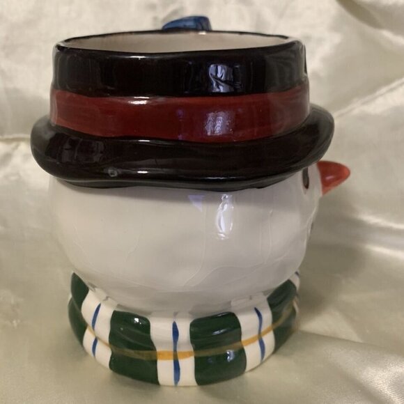 Garden Ridge. 1996 Ceramic Snowman Mug. 14 oz. Bright Under Glaze Details. AL - Picture 2 of 7